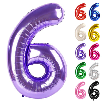 Purple Number 6 Balloon 40 Inch, 6 Balloon Number, 6Th Birthday Decorations, Purple Party Supplies For Boys Girls