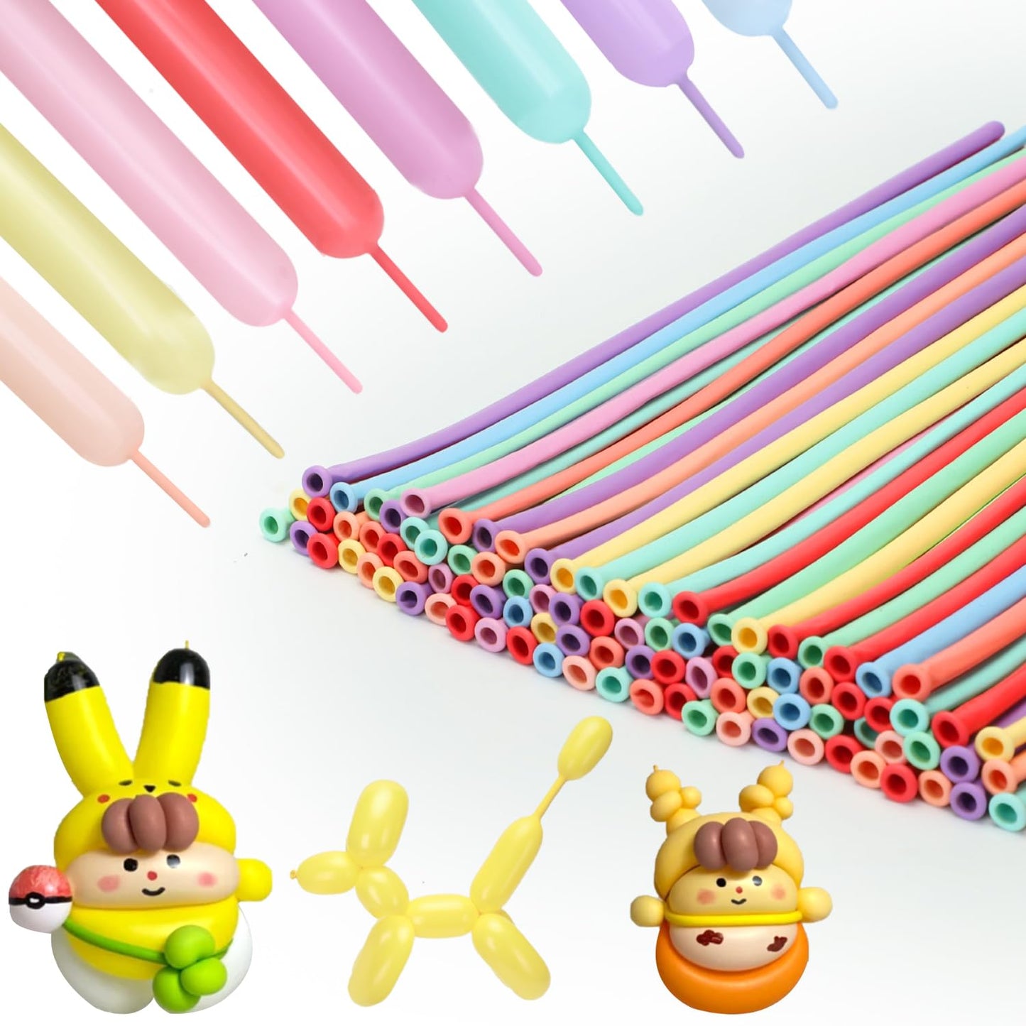 Pigetale 100Pcs 260 Balloons Pastel Color Long Balloons For Balloon Garland Thickening Skinny Latex Twisting Animals Modeling Ma