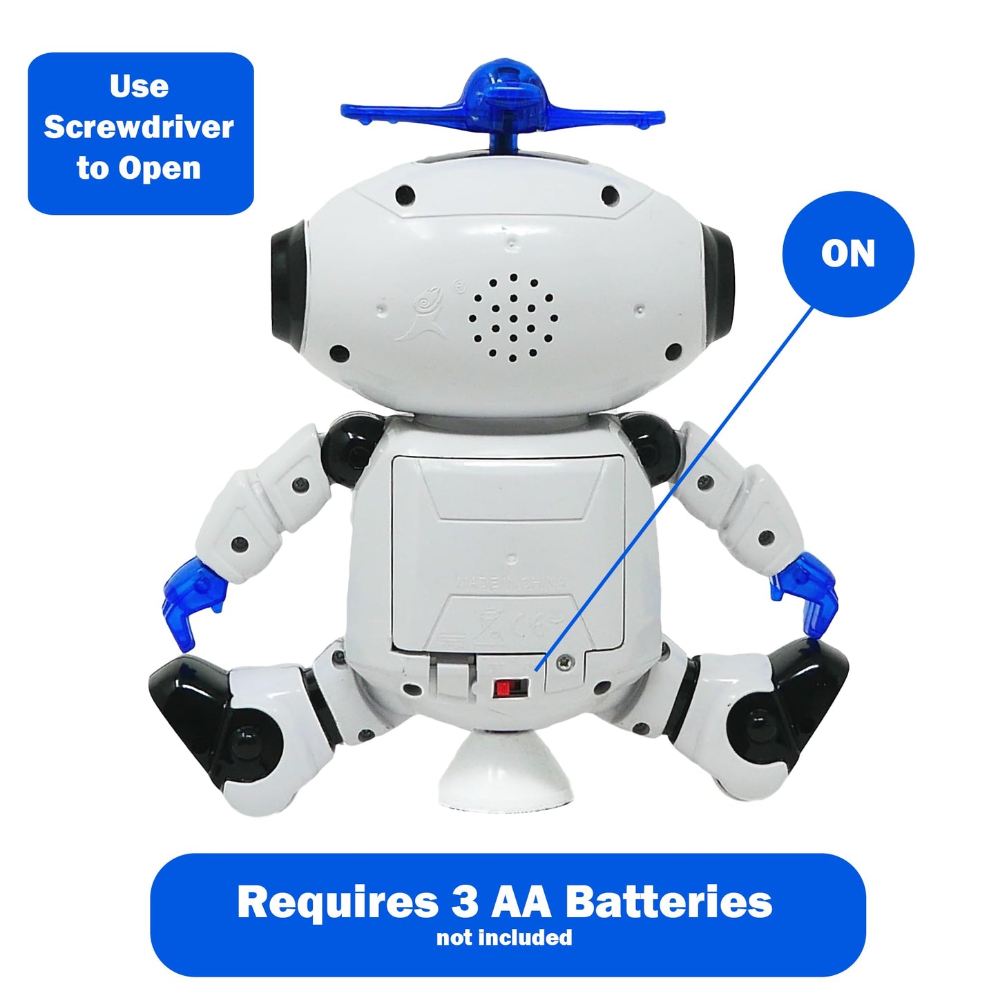 The Noodley Musical Walking Dancing Robot Toy for Kids, Flashing Lights, 360 Body Spinning, Toddlers Bosys Girls Fun Toy Figure