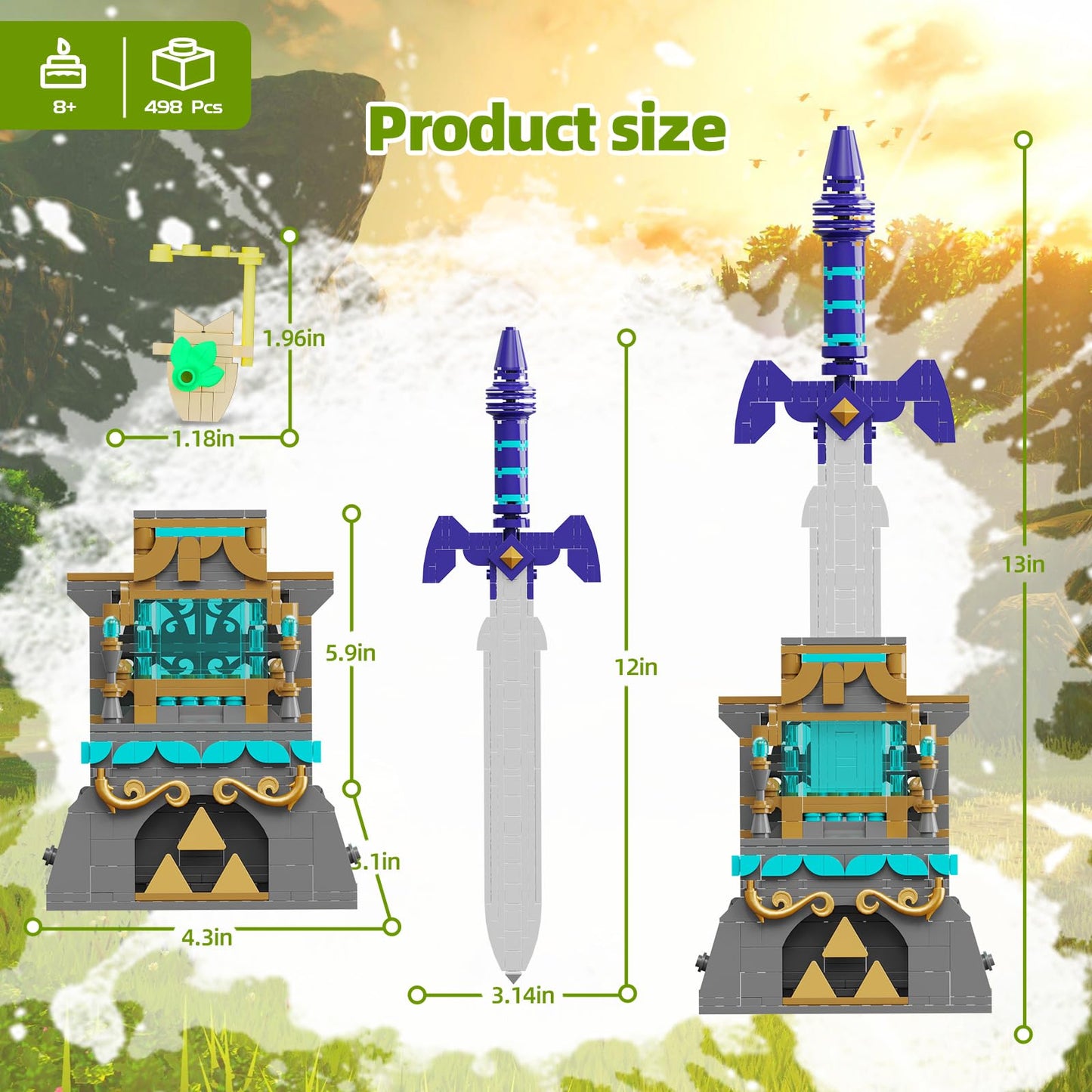 TOY PLAYER BOTW Master Sword Building Block Set, 498PCS, 12 inches, ABS, for Ages 6-12, Sword Toy for Fans