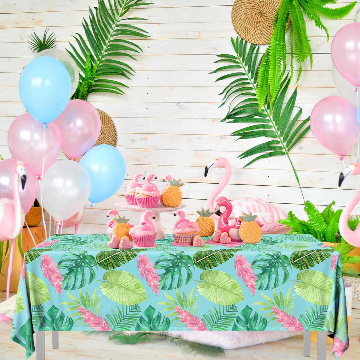 Pymurod 3 Pack Tropical Tablecloths Hawaiian Luau Party Decorations Aloha Tropical Table Cloths Hawaiian Palm Leaves Tablecloth