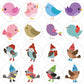 Hohamn 600 Pcs Bird Stickers for Kids Teachers 1.5 Inch 16 Styles Cute Bird Stickers for Kids Bird Theme Party Favors School Rew