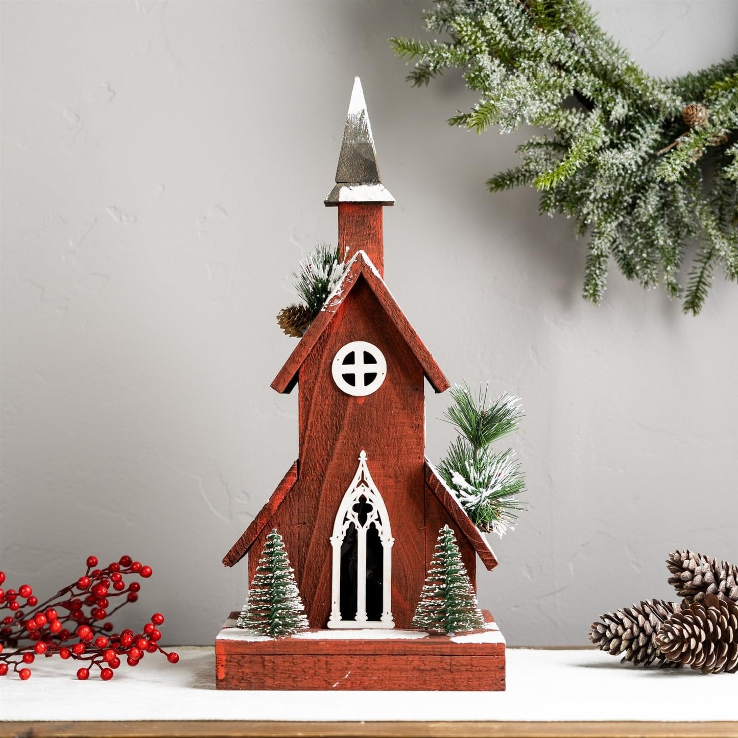 Melrose 83462 Church Figurine, 19-inch Height, Wood