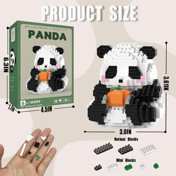 Mjddja Mini Building Blocks- Halloween Pumpkin Panda, Halloween Building Block Sets For Kids 6 7 8 9+, Mini Blocks Building Sets