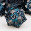 ORIFANTOU 7PCS Metal DND Dice Set Black Blue D&D Dice with Box, Debris RPG D and D Dice Dungeons and Dragons Role Playing Game P
