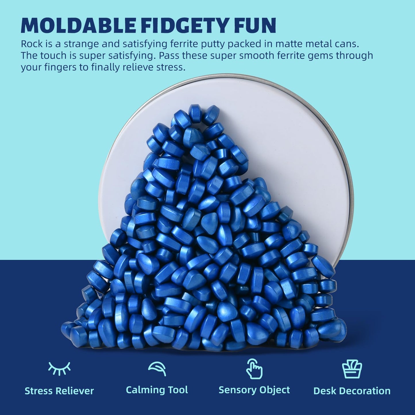 Magnetic Ferrite Putty Rocks,Blue More Than 300 Weak Magnetic Smooth Ferrite Pebbles, Magnet Rock Desk Toys And Time-Killer For