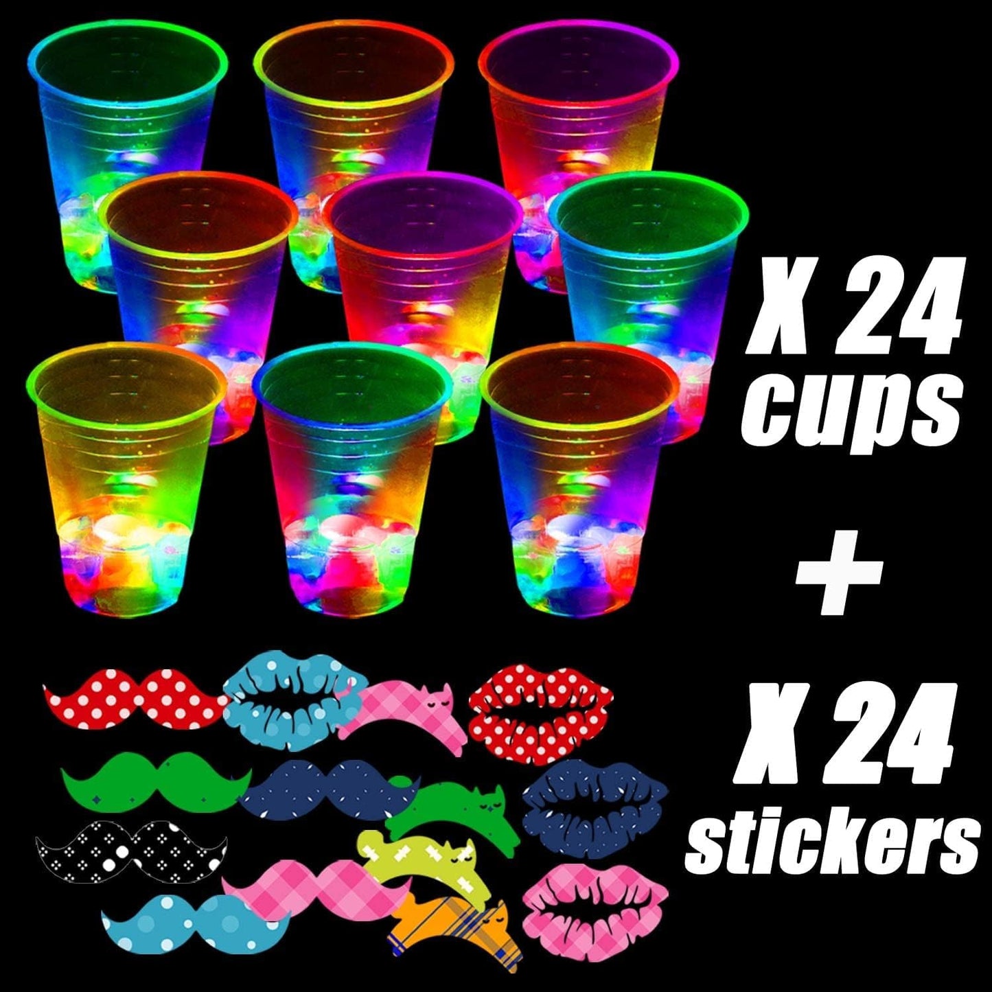 16oz Glowing Party Cups for Indoor Outdoor Party Event Fun,Light Up Flashing Cups for Night Event Favor Decorations Supplies
