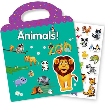 Reusable Sticker Book For Kids, Animal Stickers Educational Learning Toys Travel Stickers Activity Books For Toddler Girls Boys Age 3+ Birthday Gifts