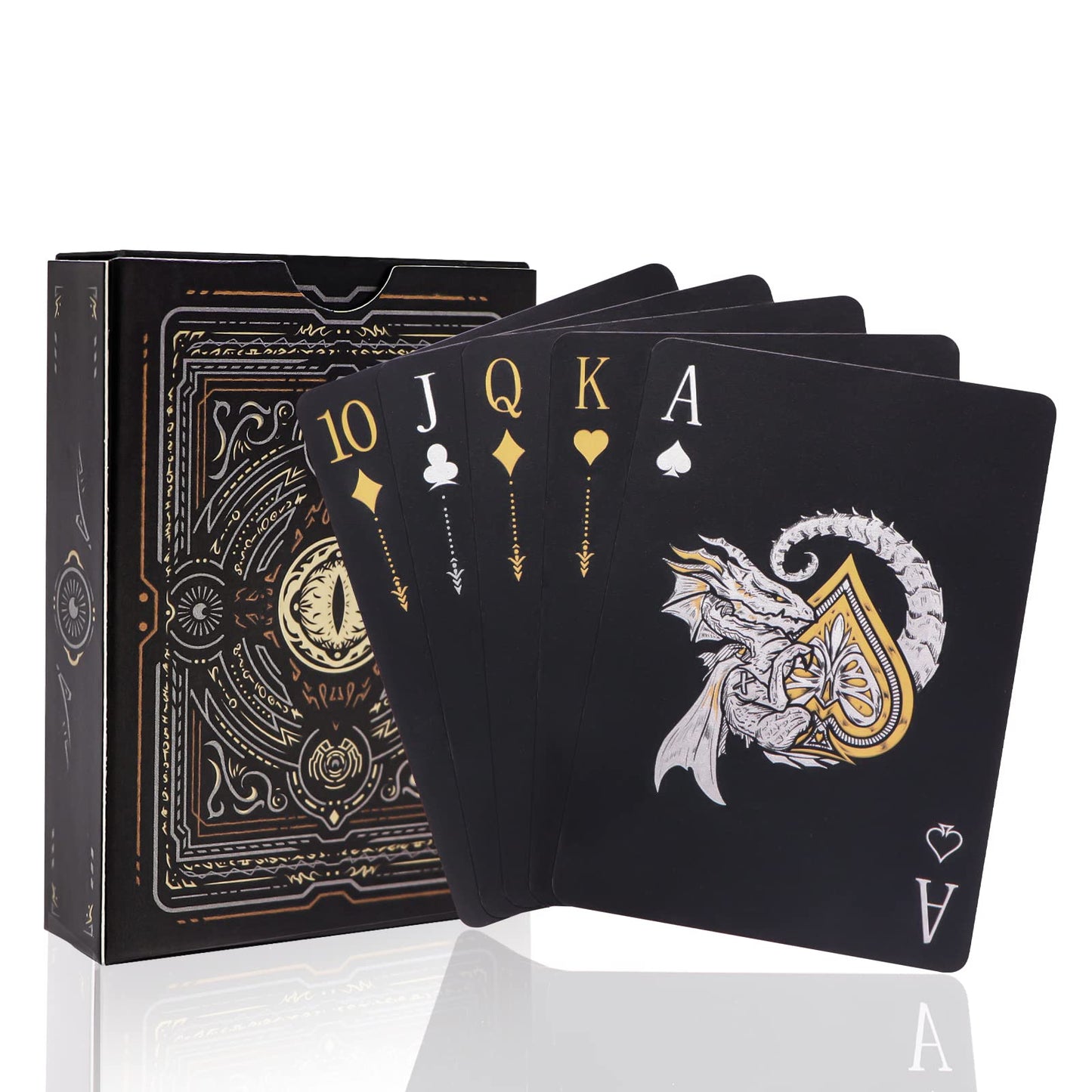 Wjpc Easy Shuffling Plastic Waterproof Playing Cards,Cool Black Dragon Poker Cards For Game And Party, Deck Of Cards(Dragon