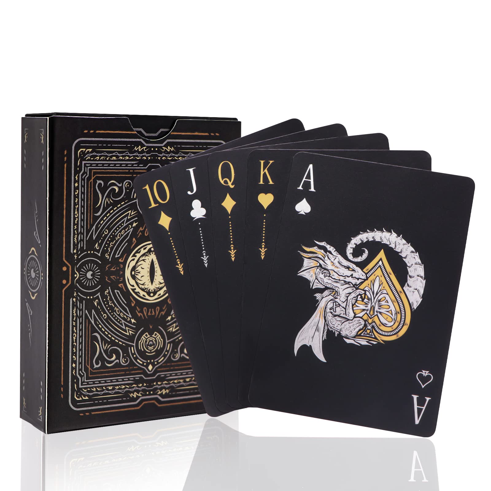 Wjpc Easy Shuffling Plastic Waterproof Playing Cards,Cool Black Dragon Poker Cards For Game And Party, Deck Of Cards(Dragon