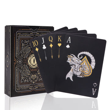Wjpc Easy Shuffling Plastic Waterproof Playing Cards,Cool Black Dragon Poker Cards For Game And Party, Deck Of Cards(Dragon