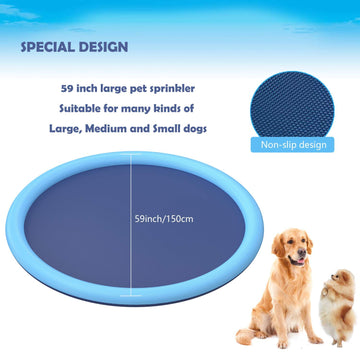 Wityoo Large Blue Splash Pad for Dogs & Kids - Non-Slip Durable Sprinkler Wading Pool, Outdoor Water Game Mat for Children & Pets