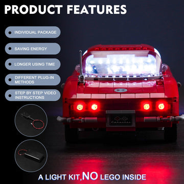 Brickbling Led Light Kit Compatible With Lego Corvette 10321 Toy Car, New 2023 Lighting Compatible With Lego Chevrolet Corvette- No Model Included