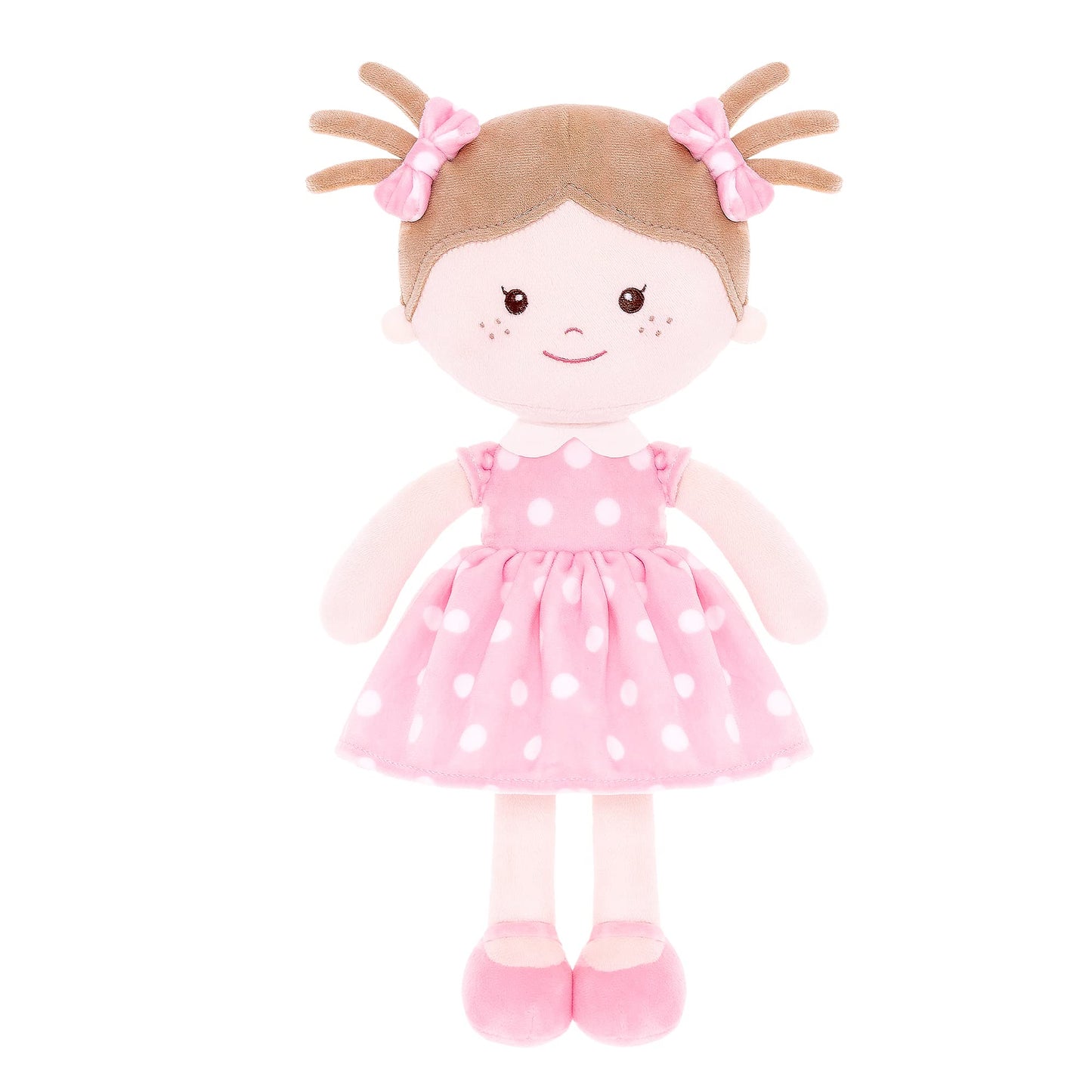 Onetoo Plush Rag Doll Sleeping Cuddle Buddy Doll Soft Baby Doll For Girls First Baby Doll Wear Pink Skirt Dress 14'(Milly Series)