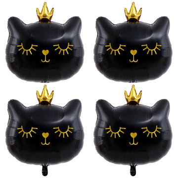 Giant Cat Balloons 22 Inch Adorable Black Crown Kitty White Cat Balloons For Kitten Pet Cat Theme Birthday Party Decorations