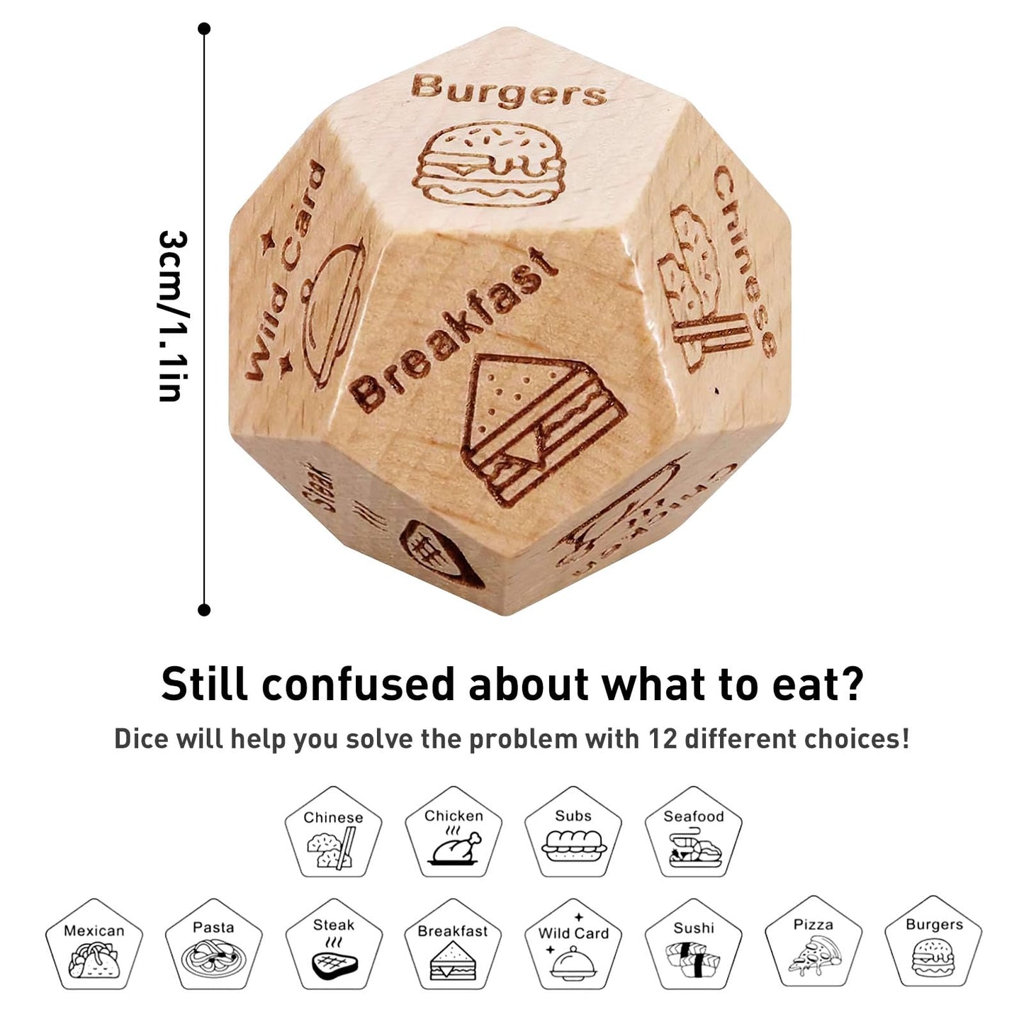 kykake Food Dice Decision Game - Couples Date Night Gift, Plastic, Ideal for Birthdays & Graduations, Perfect for Him or Her