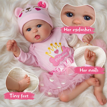 Jizhi Lifelike Reborn Baby Dolls - 20-Inch Cute Realistic Newborn Baby Doll Soft Cloth Body Real Life Baby Dolls Girl With Gift Box For Kids Age 3+ & Collection
