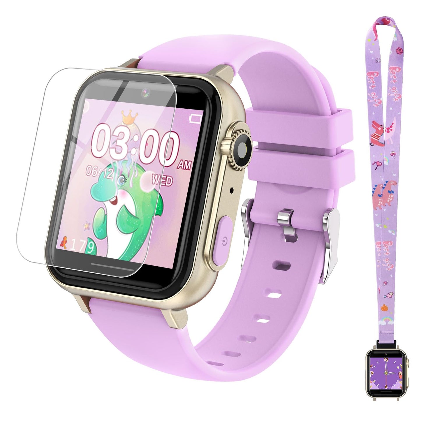 cjc Smart Watch for Kids - HD Touch Screen, Camera, 30+ Games, Pedometer, Purple, Model A10, Ages 4-12, Fun Educational Gift