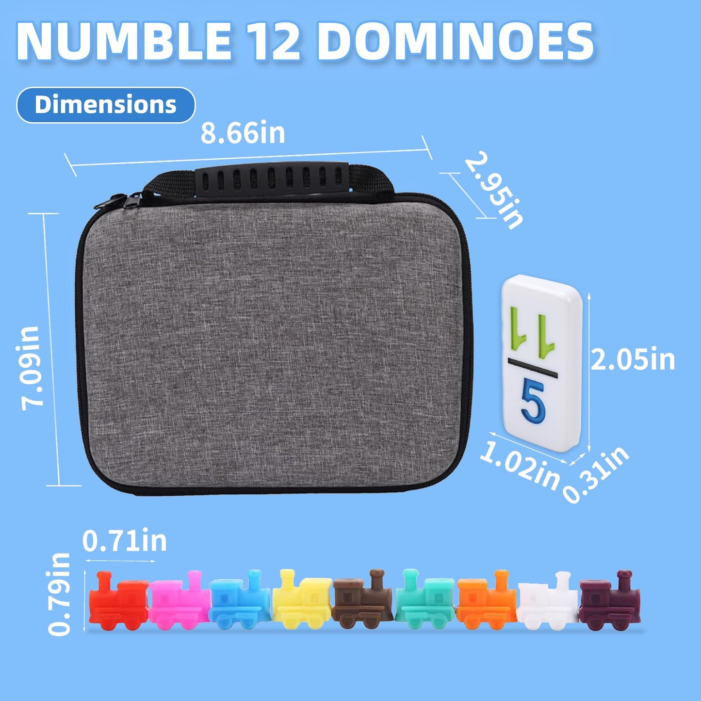 Mexican Train Dominoes Set Numbers Double 12, Travel Mexican Train Game With 91 Colored Tiles And Protable Case, Number Domino S