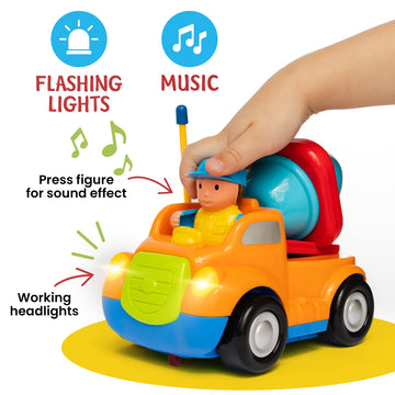PREXTEX 2pk Remote Control Cars for 3-5 Year Old Boys - Truck & Tractor Toddler Toys