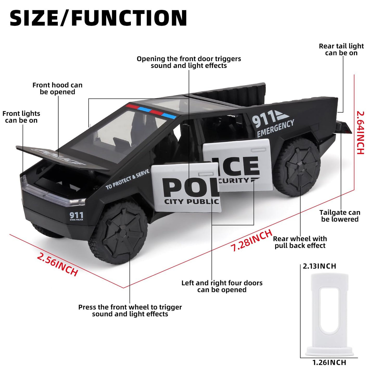 OANMYJJO Trucks for Boys Toy Pickup Truck 1/32 Police Car Toy,Police Cars for Kids Ages 3-5,Pull Back Metal Diecast Police Cars,