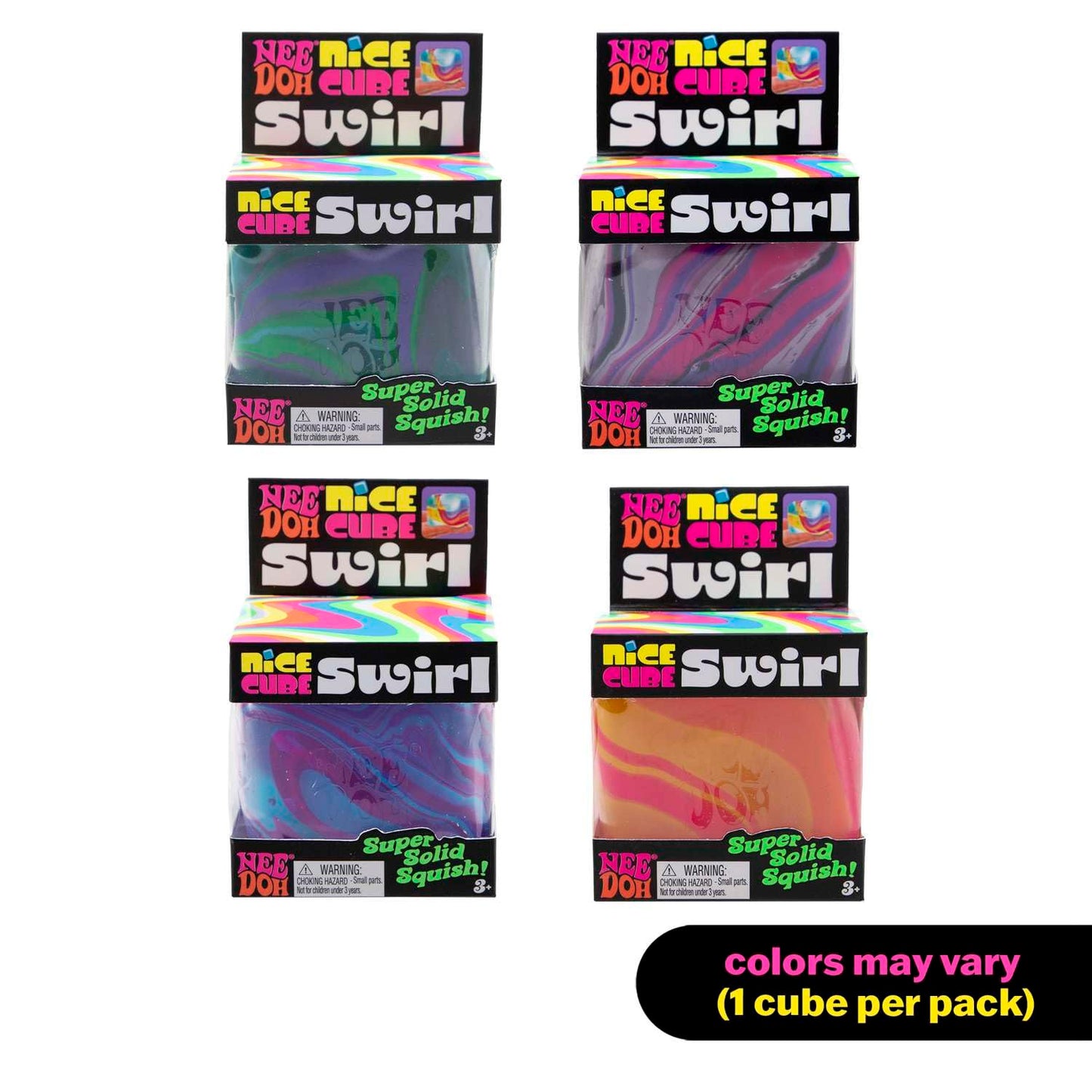 Schylling Needoh Nice Cube Swirl - Sensory Toy With A Super Solid Squish - Unique, Swirling Color Blend - Ages 3 And Up - Color