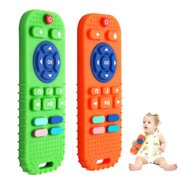 Hooku 2 Pack Silicone Teethers For Babies 0-6 Months, Teething Toys For Babies 6-12 Months, Baby Remote Control Toy, Infant Toys