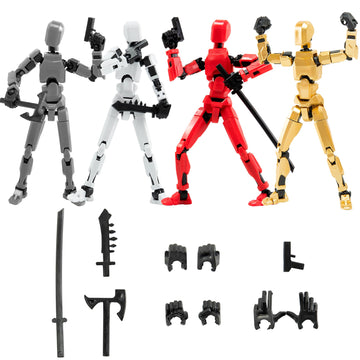 Sulliwayu 4Pcs Assembled Titan T13 Action Figures Set Lucky Dummy Nova 13 Action Figure Robot Anime Stick Figures Fidget Toys Fo
