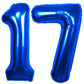 40 Inch Number 17 Balloon Blue Jumbo Giant Big Large Number 17 Foil Mylar Blue Balloons 71Th Birthday Party Anniversary Decorati