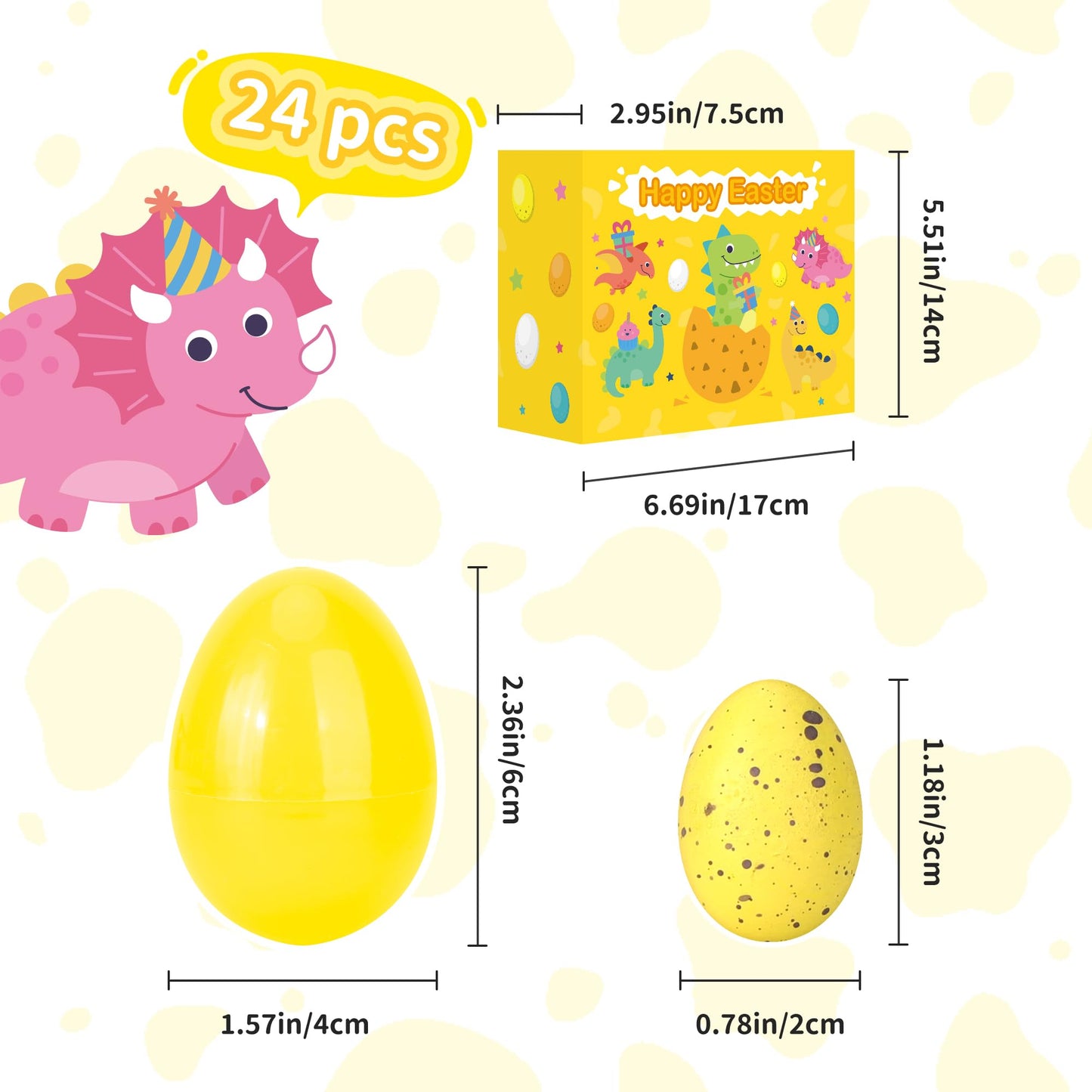 yocjoky 24 PCS Easter Eggs Fillers - Hatching Dinosaur Egg with Mini Toys Inside for Easter Baskets - Easter Egg Hunt, Toddler,