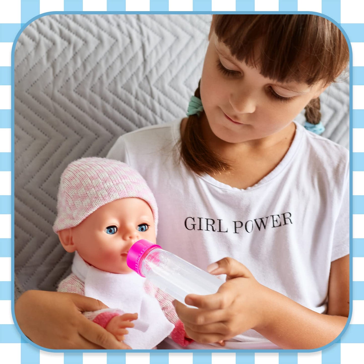 7 Pcs Baby Doll Bottles Accessories Disappearing Doll Feeding Set Milk And Juice Bottles With Toy Pacifier Baby Doll Gift Doll B