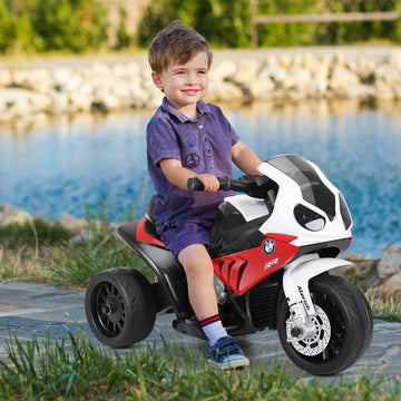 Honey Joy Kids Motorcycle, Licensed Bmw 6V Battery Powered Ride On Motorcycle W/Led Headlights, Music, Pedal, Spring Suspension, 3 Wheels Electric Motorcycle For Kids, Gift For Boys Girls(Red)