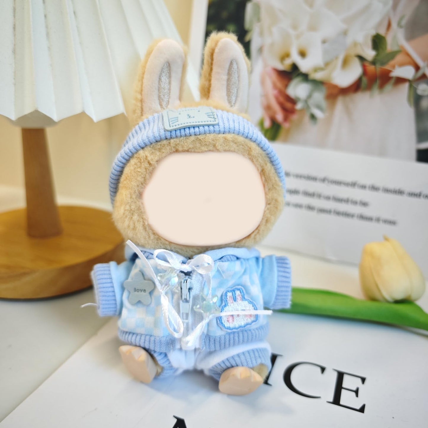 QIUTIMIY Clothes for Doll 17cm Doll Clothes 4-Piece-Dark Blue-Set Doll Clothes enhanced Doll Outfit with Accessories-Headband+Jacket+Sweatshirt+Sweatpants(NO Doll Included)