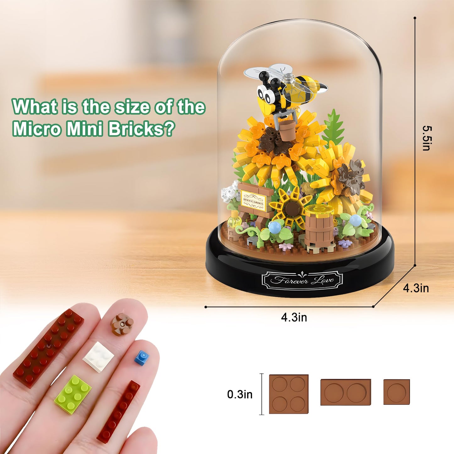 Hi-Reeke Sunflower Bee Bouquet Building Block Set, Micro Mini Botanical Building Toy For Women -548 Pcs