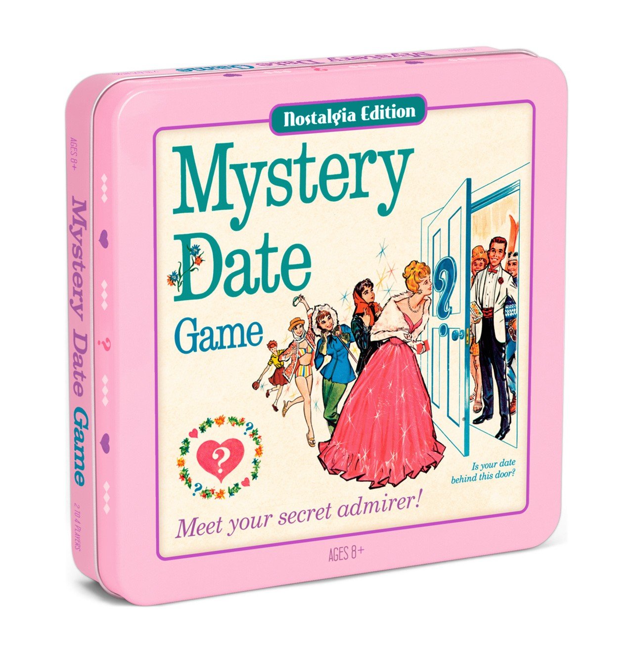 WS Game Company Mystery Date Nostalgia Edition Board Game, Metal Collectible Tin, Pink, Model 22505