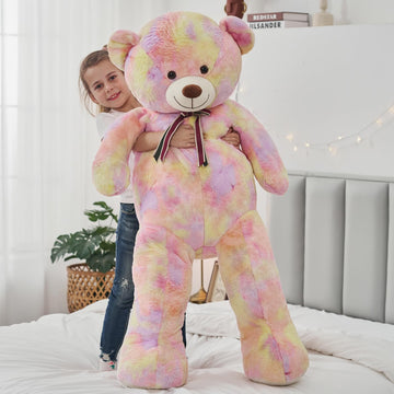 Tezituor Big Teddy Bear,52'' Giant Stuffed Animal Plush,Rainbow Yellow Soft Gifts For Valentine, Christmas, Birthday.