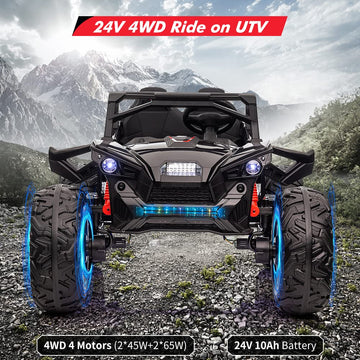 24V 2Seats Ride On Utv With Remote Control, 17'' Extra Large Eva Wheels & 20.5 Wide Seat 4Wd Electric Vehicle With Full-Metal Su