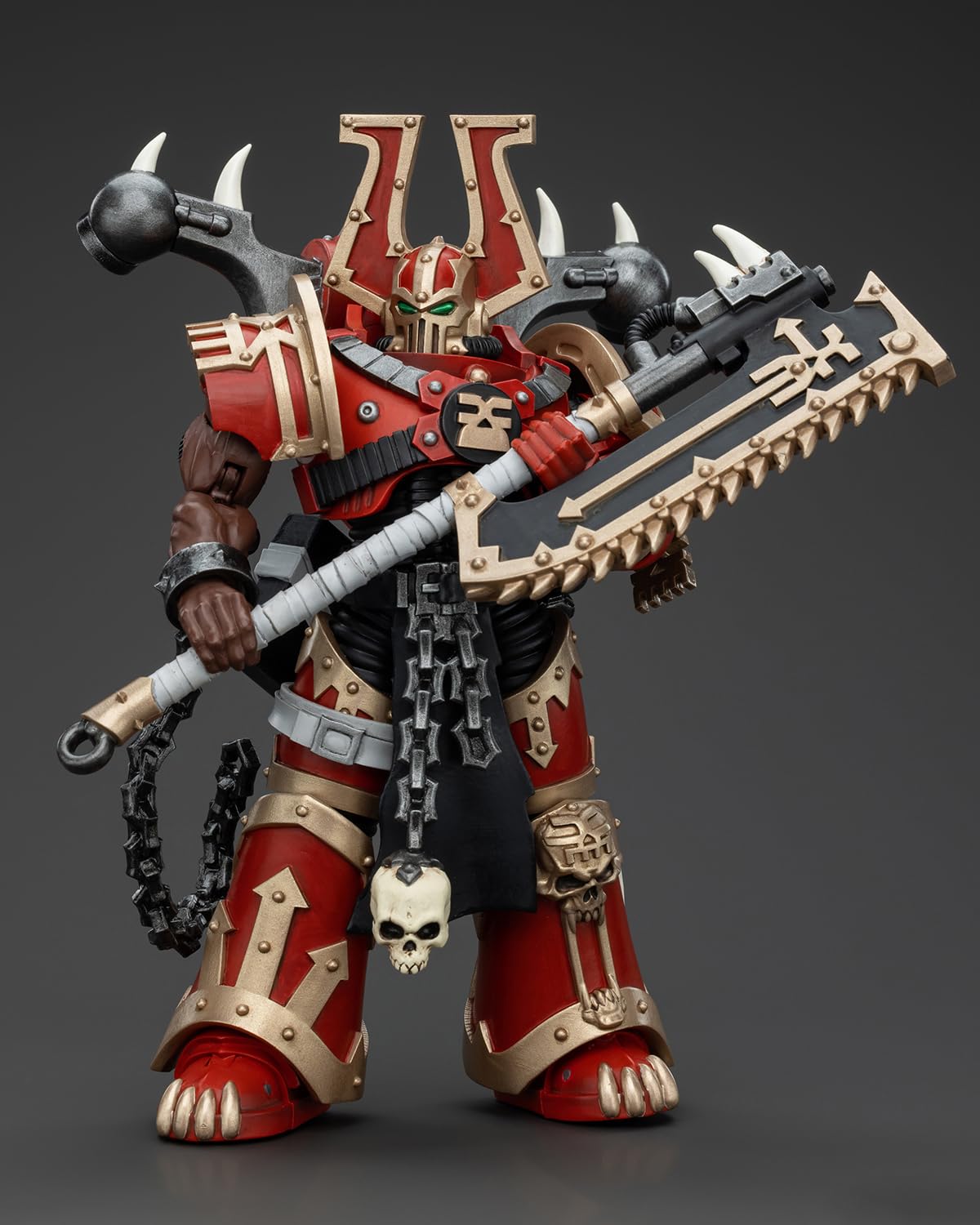 Pipigirl Joytoy Gw 40K Genuine License 1:18 Action Figure, World Eaters Khorne Berzerker With Eviscerator Chainaxe, 4.96 Inch Co