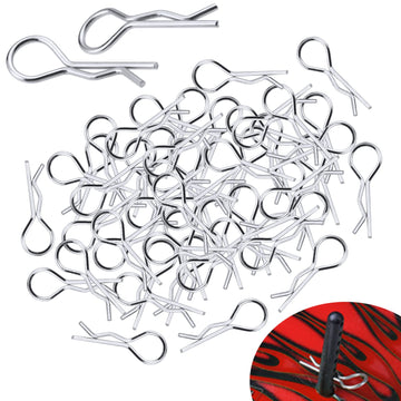 50-Pack HobbyPark Metal 1/12 1/10 Body Clips Bent Springy R Pins Medium Replacement Parts for RC Car Truck Crawler Buggy