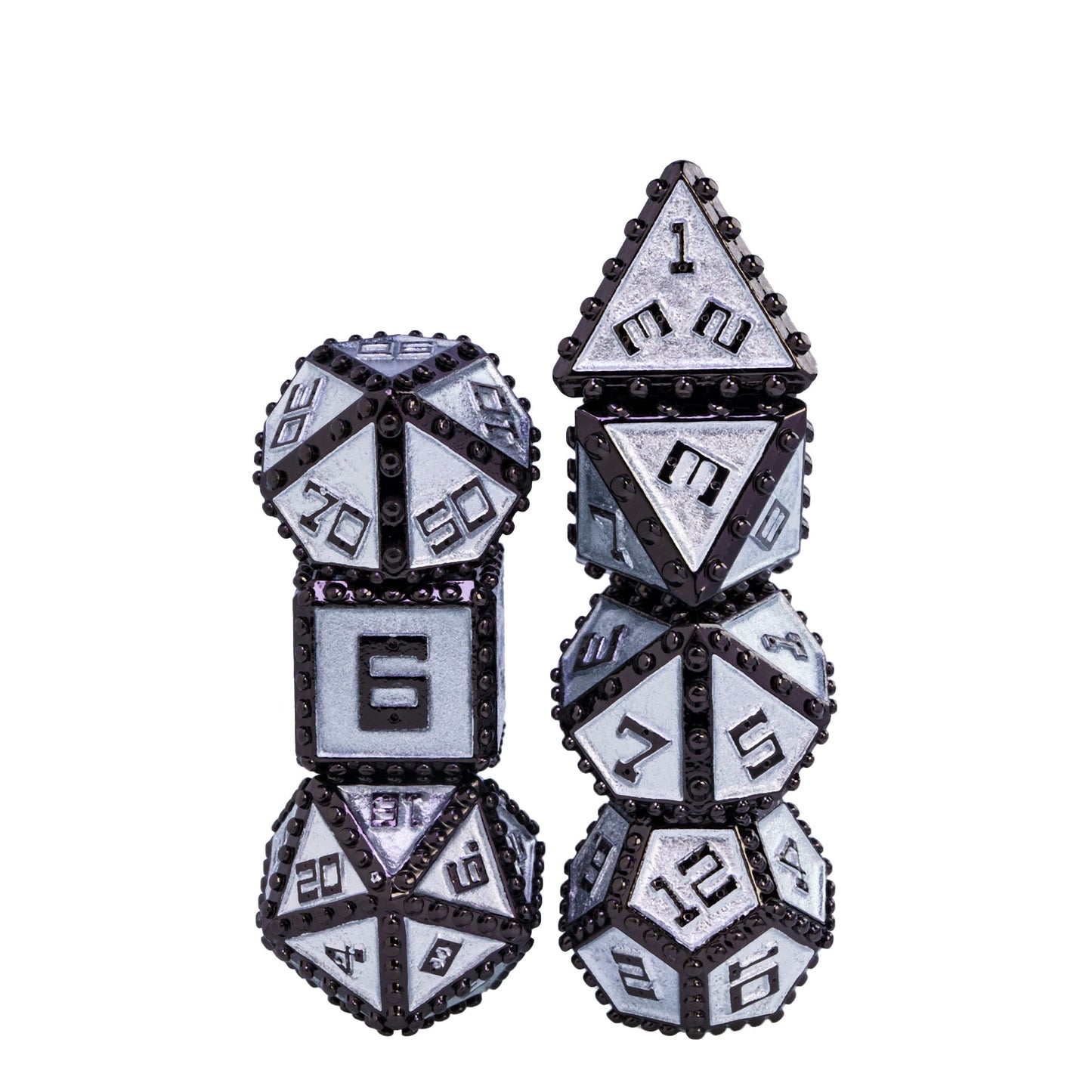 Udixi Metal Dice Set D&D, Rivet Metal Dnd Dice Set For Role Playing Games (Black Nickel Silver)