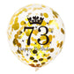 SHUNTAI 73rd Birthday Balloons 12 inch Latex Confetti Black and Gold, Model SHUNTAI-001, 15 Pack Decorations for Men Women