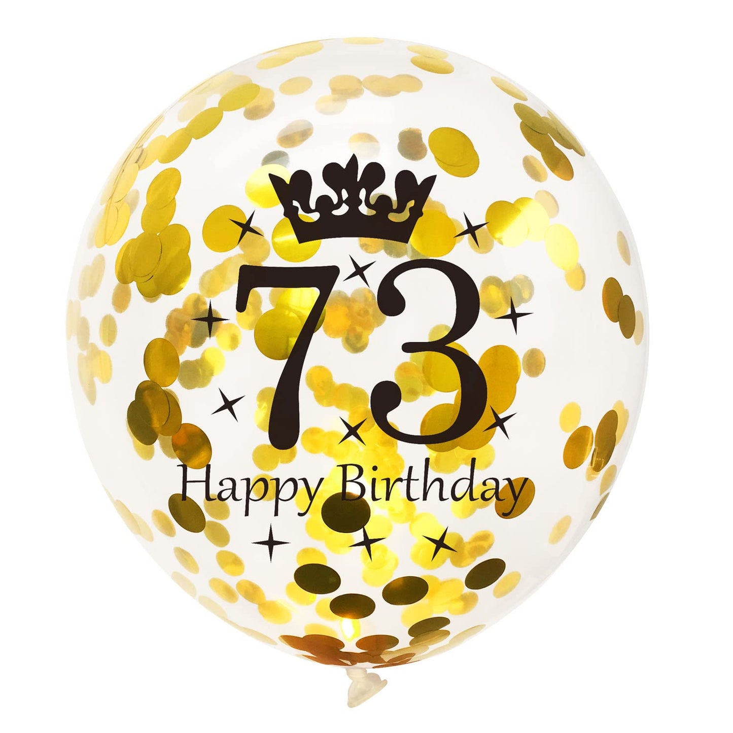 SHUNTAI 73rd Birthday Balloons 12 inch Latex Confetti Black and Gold, Model SHUNTAI-001, 15 Pack Decorations for Men Women