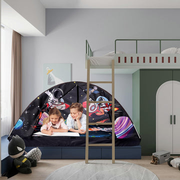 Kid Bed Tent -Twin Play Tent Baby Toddlers Dream Playhouse For Bedroom Decor Indoor Games Twin Size Bed Canopy By Crawlbo