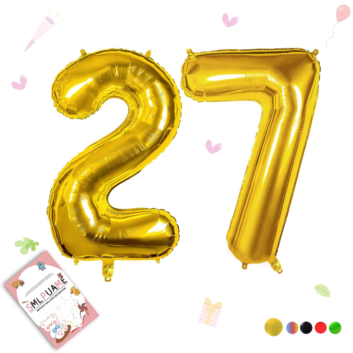 Smlpuame 40 Inch Number Balloon 0-9 Gold Large Number 27 Balloons,Digital Balloons For Birthday Party Celebration Decorations Su