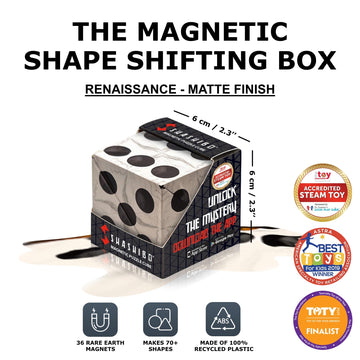 Shashibo Shape Shifting Box - Award-Winning Magnetic Puzzle Cube, 36 Magnets, Transforms into 70+ Shapes, Dice - Renaissance
