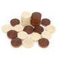 QuadPro Wooden Checkers - 24 Premium Wood Pieces, 1.26" Diameter, Brown & Burlywood, Ideal for Backgammon Replacement, Model W0032