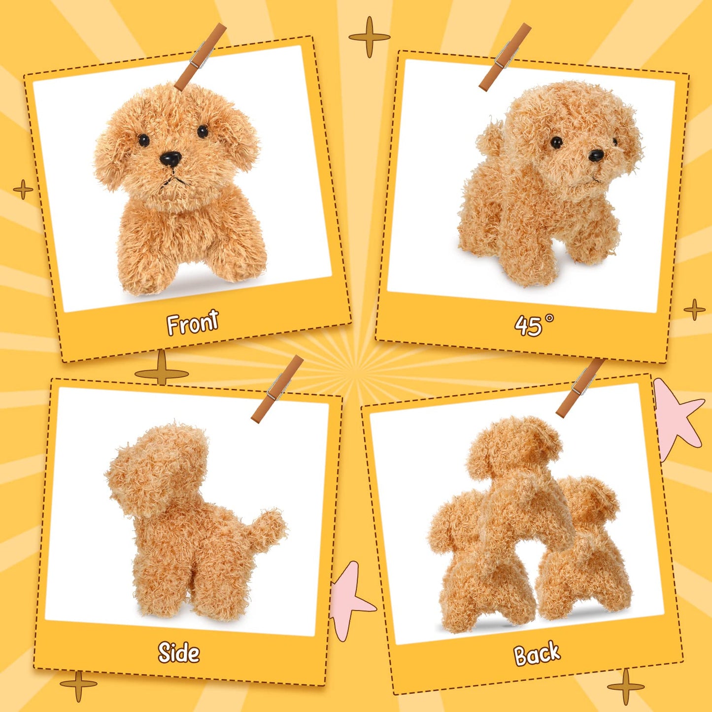 Sosation 20 Pcs Mini Plush Stuffed Puppy Bulk Easter Party Favor Gift Dog Party Gift Toy Soft Plush Dog For Kids Graduation Goodie Bag Fillers Baby Shower Birthday Carnival Prize(Light Brown)