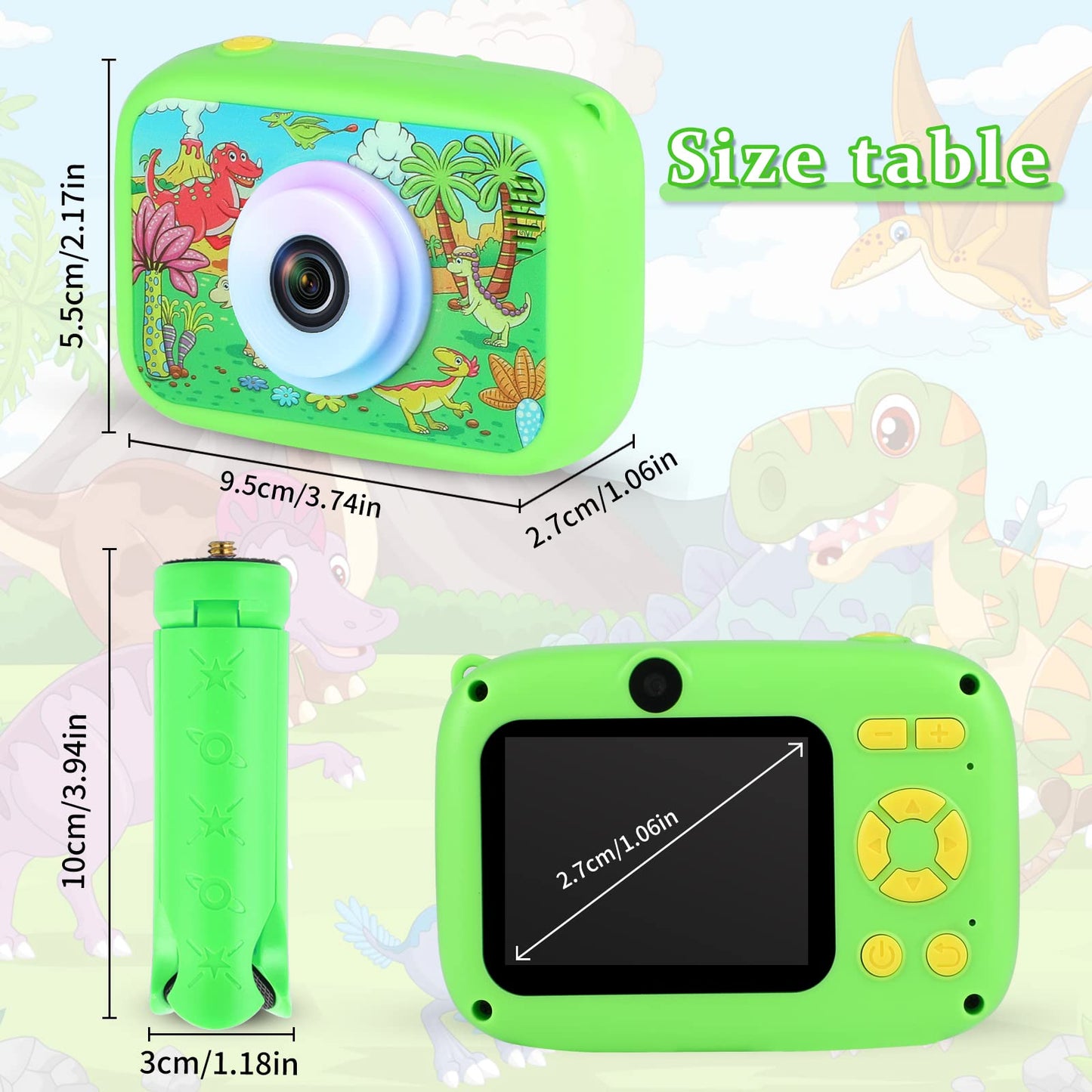 Suziyo Kids Video Camera With Stand, Best Christmas Birthday Gifts Toys For Children, Toddlers Selfie Digital Camcorder 1080P 2.4 Inch Hd For Age 4-9 Years Old Boys & Girls (With 32G Sd Card, Green)