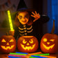 Meooeck 50 Pcs Halloween Glow Sticks Bulk Party Pack, Hanging Wands in 6 Design Bulk for Halloween Party Favors Supplies, Glow i