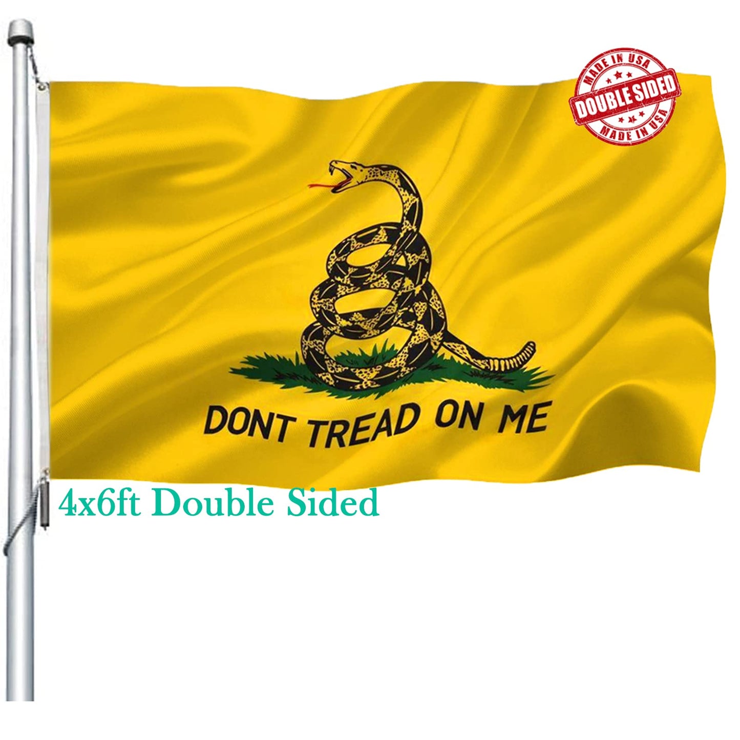 Dont Tread On Me Flag Double Sided 4X6 Outdoor- Heavy Duty Gadsden Don'T Tread On Me Flags Banner With 2 Brass Grommets 4 Rows S